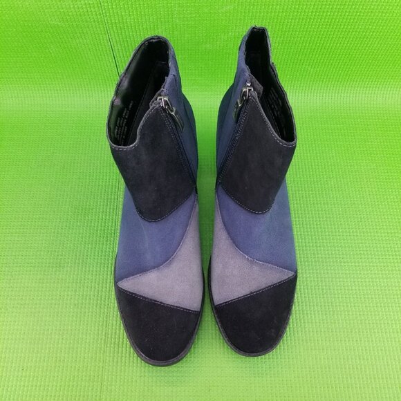 ✅Earth MALTA Black Multi Suede Ankle Booties Heel Side-Zip Womens 9.5B Shoe - Picture 7 of 11